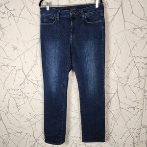 NYDJ Dark Wash Stretch Denim High Rise Marilyn Straight Leg Jeans